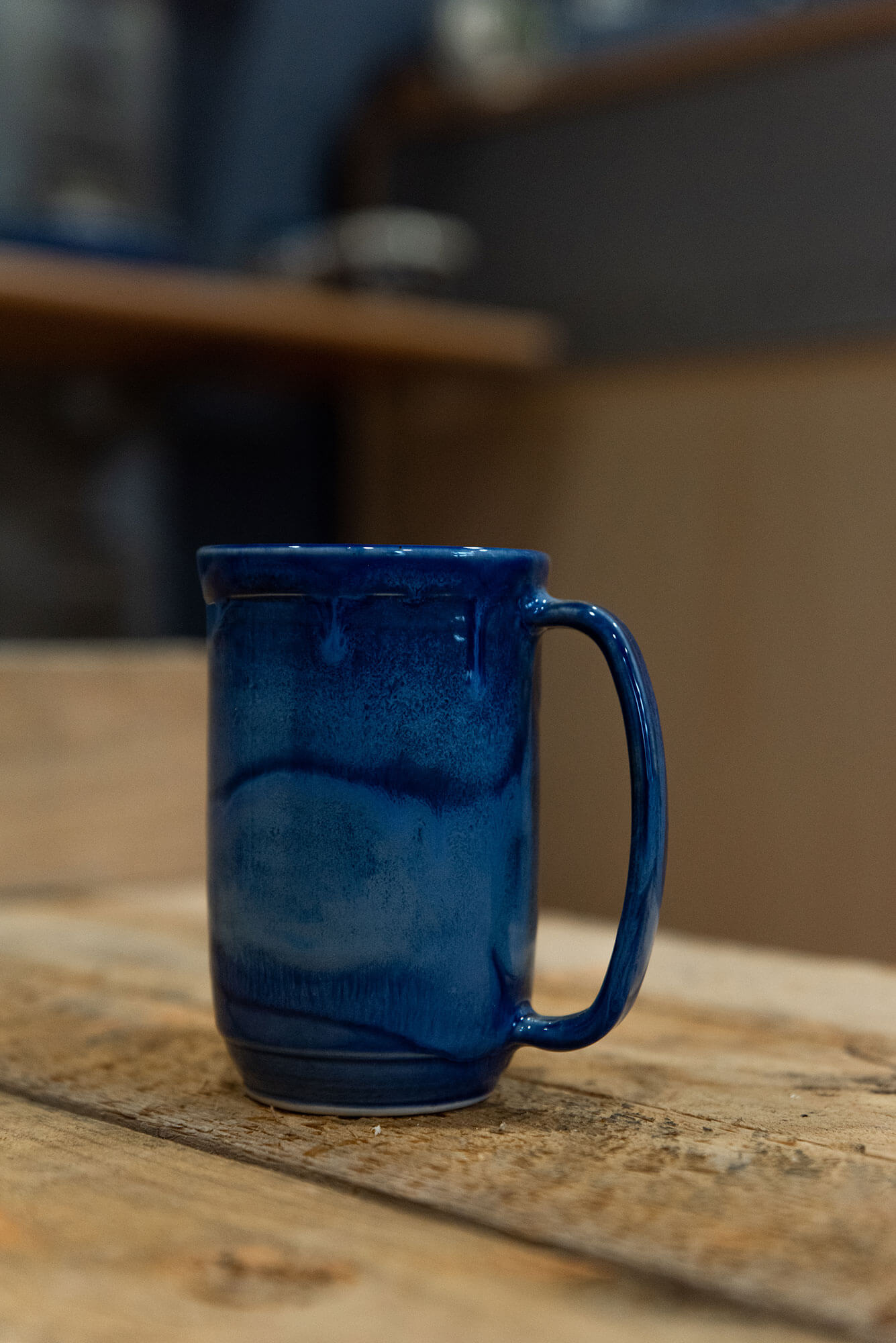 mug à thé avec anses, couleur bleue, en grès