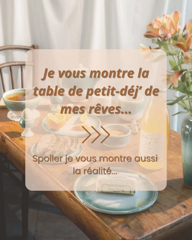 ☕️ Vous en rêvez ? Je peux le créer.

Depuis quelques semaines, je vous montre la table de petit-déj' de mes rêves…
Celle avec la belle lumière du matin, les fleurs fraîches, et cette harmonie parfaite entre chaque pièce.
Mais bon, je vous avoue… c'est pas toujours comme ça chez moi non plus 😅

Entre le réveil qui sonne trop tôt, le thé avalé debout, et les tartines grillées à la va-vite… la réalité est souvent moins instagrammable.

Et pourtant, ça ne m'empêche pas de rêver.
De ces matins où on prend le temps.
Où chaque objet a sa place.
Où le petit-déjeuner devient un vrai moment de douceur.

C'est d'ailleurs pour ça que l'on a créé cette collection, avec mon frère.
Parce que moi aussi, j'en rêve de ces tables-là.
Et que vous aussi, vous en rêvez, non ?

Alors voilà…
👉 On vous invite à venir découvrir notre collection "petit-déj" à la poterie.
Un moment convivial, gourmand, et inspirant.
Pour toucher, choisir, composer votre table idéale.
Celle qui vous donnera envie de vous lever 10 minutes plus tôt. ☀️

📅 Rendez-vous le 30 octobre de 9h à 11h directement à la poterie à Corseul

Et vous, elle ressemble à quoi, la table de petit-déj' de vos rêves ? 💭

Vidéo + Photo : @c_suzette

Mention spéciale pour nos partenaires @levieuxbourg22
 @verger_croc_fruits_stlormel et peut-être d'autres surprises 😉

#lapoteriedesandra #collectionpetitdej #tablegourmande #ceramiqueartisanale #poteriefaitmain #artdelatable #momentdouceur #revezvousetrealite #evenementpoterie #vaisselleceramique #slowlife #creationsartisanales